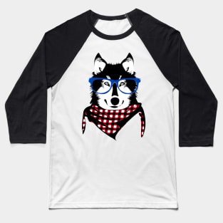 Hipster Wolf Baseball T-Shirt